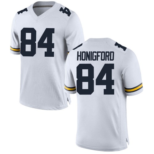 Joel Honigford Michigan Wolverines Men's NCAA #84 White Game Brand Jordan College Stitched Football Jersey OLF8554SZ